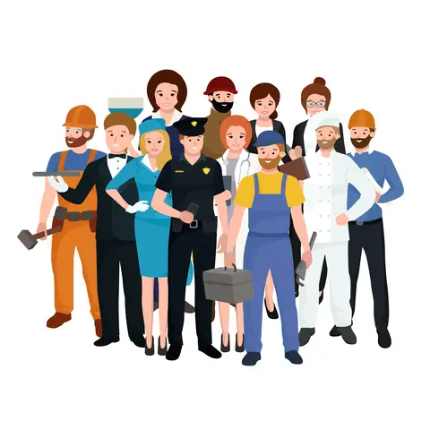 © Anutaberg | Dreamstime.com - <a href="https://www.dreamstime.com/stock-illustration-set-workers-team-profession-people-uniform-cartoon-vector-illustration-image71144980#res2965056">Set Workers Team, Profession People Uniform, Cartoon Vector Illustration Photo</a>